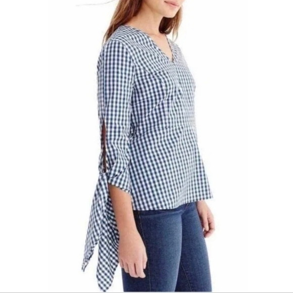 Universal Standard Tops - Universal Standard J. Crew‎ Ginham Poplin Tie Sleeve Blouse